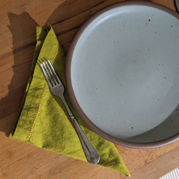 Vintage Green Chartreuse Napkins, 4 Set, Embroidery, Square, Summer Table wear - Picture 2 of 4